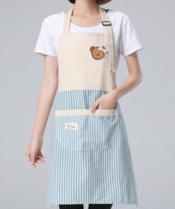 Cute Bear Striped Printed Cotton Cooking Apron