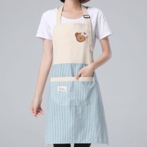 Cute Bear Striped Printed Cotton Cooking Apron