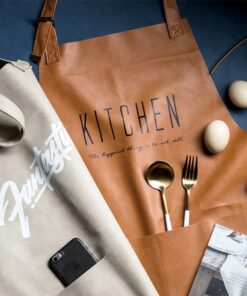 Nordic Letter Patterned Leather Waterproof Apron